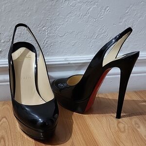 Christian Louboutin Bianca Black and Red Slingback Heels